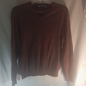 Ralph Lauren Polo V-Neck Long Sleeve Pullover Sweater Brown w/Green Pony
